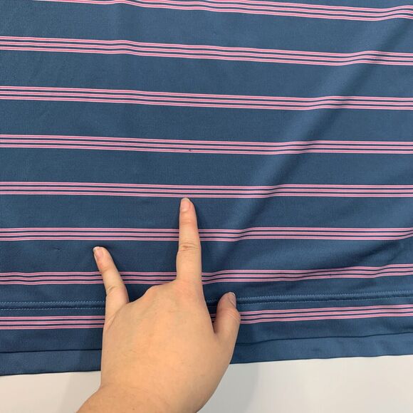 FJ FootJoy Shirt Mens L Large Blue Pink Striped Short Sleeve Golf Golfing Polo - Picture 8 of 16